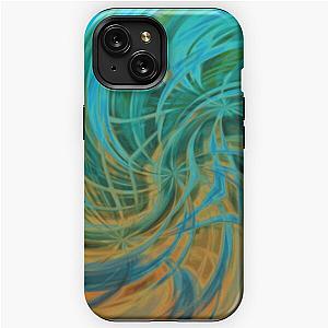 Guava Juice - turquoise orange brown circle line pattern iPhone Tough Case