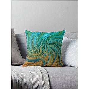 Guava Juice - turquoise orange brown circle line pattern Throw Pillow