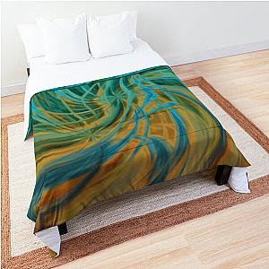 Guava Juice - turquoise orange brown circle line pattern Comforter