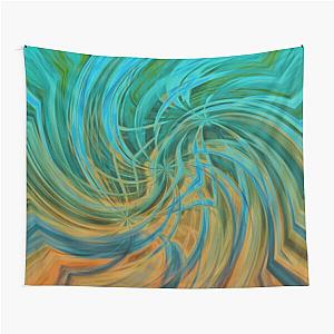 Guava Juice - turquoise orange brown circle line pattern Tapestry