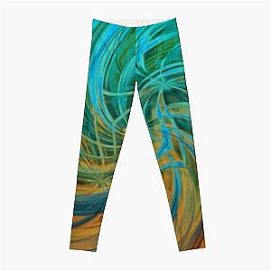 Guava Juice - turquoise orange brown circle line pattern Leggings