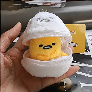 Japanese Animation Gudetama Plush Stuffed Eggshell Toy Chicken Leg Pizza Wallet Kawaii Backpack Pendant Couple Keychain Toys