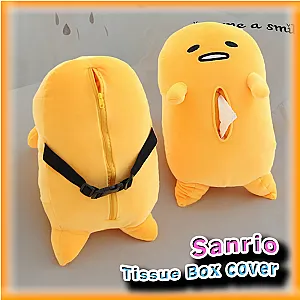 Kawaii Gudetama Plush Tissue Box Cover Sanrio Creative Anime Cute Hangable Car Accessories Napkin Box Tissue Box Holder