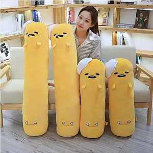 110cm Sanrio Gudetama Large Plush Toy Kawaii Egg Cartoon Soft Plush Toy Plushie Cylindrical Pillow Girl Sleeping Pillow