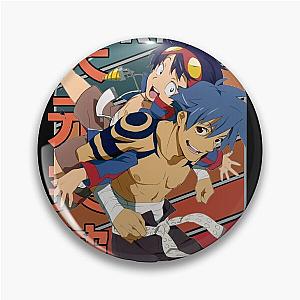 Kamina and Simon Gurren Lagann Retro Stripe Design Pin