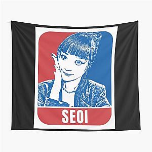 H1-KEY Seoi Sketch Silhouette Blue and Red Tapestry