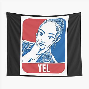 H1-KEY Yel Sketch Silhouette Blue and Red Tapestry