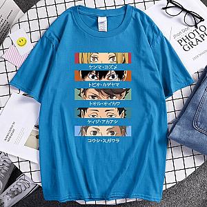 Haikyuu Funny Eyes Cartoon Light Blue T-Shirt