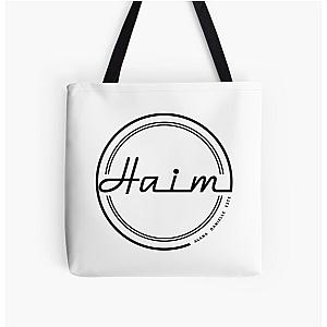 Haim Vinyl Logo in Black All Over Print Tote Bag