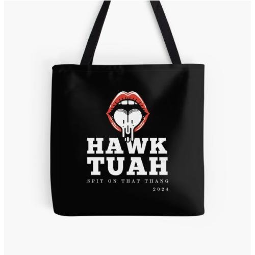 Hawk Tuah meme v2 All Over Print Tote Bag