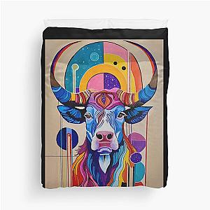 Halo of Horns Cow Painting Duvet Cover