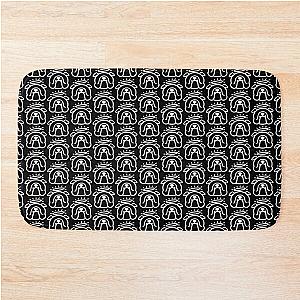 Angel Bully dog! Sweet English Bulldog with halo in black and white Bath Mat