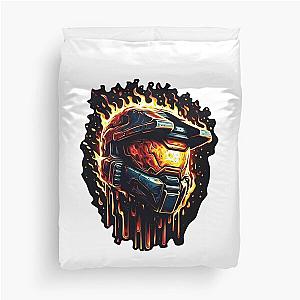 boss halo flaming helmet Duvet Cover