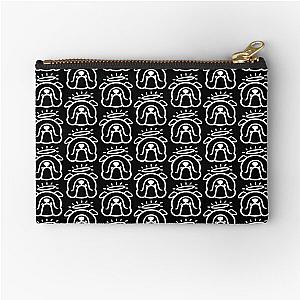 Angel Bully dog! Sweet English Bulldog with halo in black and white Zipper Pouch