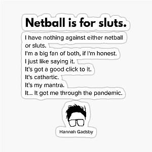 Hannah Gadsby netball sticker
