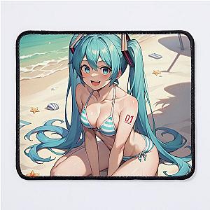 Hatsune Miku Lewd Waifu At Beach Bikini Mouse Pad