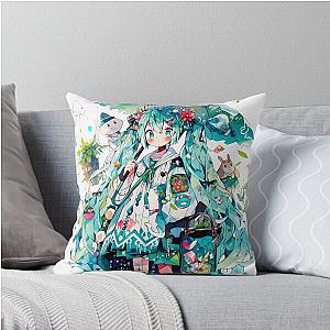 Cute Hatsune Miku Vocaloid Art Throw Pillow
