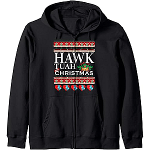 Christmas Hawk Tuah Holiday Meme Zip Hoodie