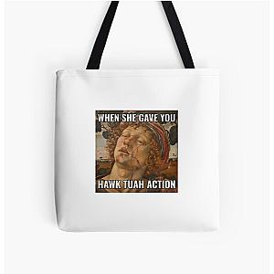 HAWK TUAH SPIT ON TAHT THANG MEME  All Over Print Tote Bag