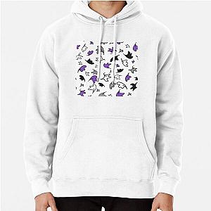 heartstopper leaves repeating pattern design in black, purple, gray, and white Pullover Hoodie RB2707