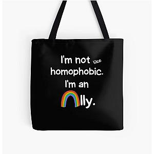 Heartstopper Imogen quote, I'm not like homophobic, I'm an ally. All Over Print Tote Bag RB2707