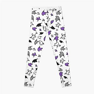 heartstopper leaves repeating pattern design in black, purple, gray, and white Leggings RB2707