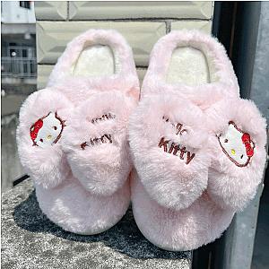 Hello Kitty Thick Bottom Plush Winter Slippers