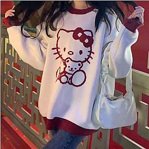 Hellow Kitty Loose Embroidered Sweater