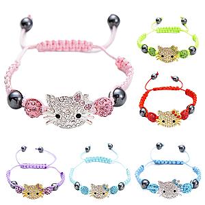 Hello Kitty Fashion Simple Cat Diamond Beads Hand-Woven Couple Bracelet