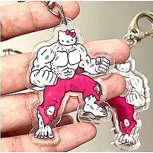 Sanrio Muscular Anime Hello Kitty Funny Shape Keychain