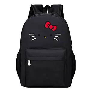 Hello Kitty Printing Black Red Large Capacity Backpacks