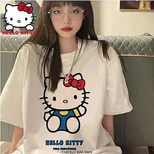 Hello Kitty Cartoon Cat Summer Loose T-shirts