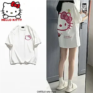 Hello Kitty Pink Cat Casual Short Sleeved T Shirt