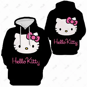 Hello Kitty Cartoon Cat Face Print Sweatshirts