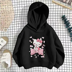 Hello Kitty Cartoon Cat Tie Bow Sanrio Pullover Hoodies