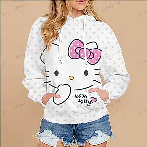 Hello Kitty Cartoon Graphic Streetwear Hoodies