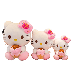 30Cm White Hello Kitty Sitting Doll Holding Cream Plush