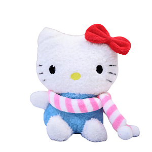 20cm White Blue Hello Kitty Wearing Scarf Doll Plush