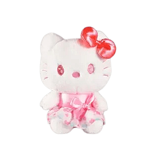 23cm Pink Hello Kitty Sitting Doll Silk Dress Plush