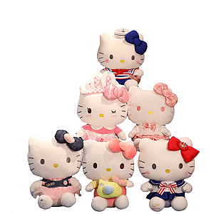 20CM White Hello Kitty Cartoon Cat Doll Wearing Colorful Clothes Cosplay Plush