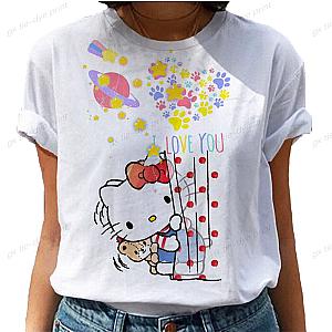 HELLO KITTY Love You Paws Heart Printed Women's T-Shirt