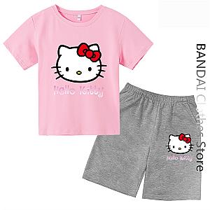 Hello Kitty Sanrio Cartoon Cat T-shirts Clothes Sets