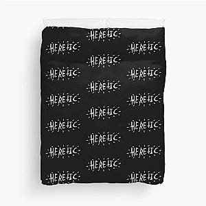 HERETIC text (white) Duvet Cover