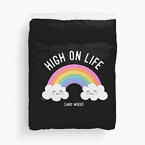 Kawaii Cute Cannabis Rainbow - High on Life and Weed Duvet Cover