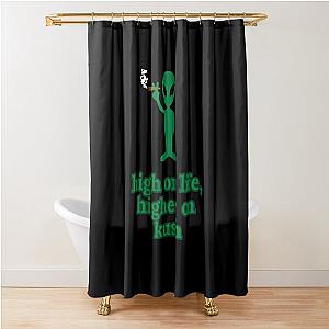 Stoner Alien - High On Life, Higher On Kush - Green Graphic Shower Curtain