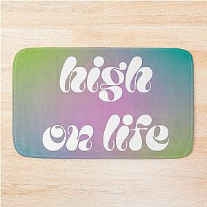 High On Life Quote - White Text Bath Mat