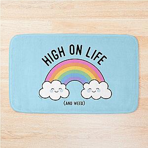 Kawaii Cute Cannabis Rainbow - High on Life and Weed Bath Mat