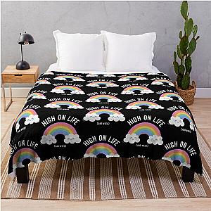 Kawaii Cute Cannabis Rainbow - High on Life and Weed Throw Blanket