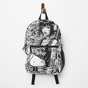 HINDER DELUX : A Dystopian Cafe Character - B&W version Backpack