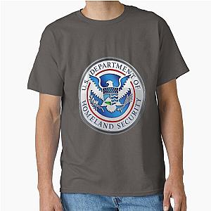 U.S. Department of Homeland Security DHS Emblem over American Flag Classic T-Shirt